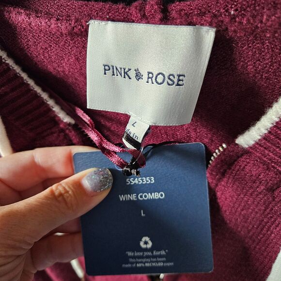 Pink ROSE Cozy Zipper Hoodie Sweater Will Fit Size M - Picture 2 of 4